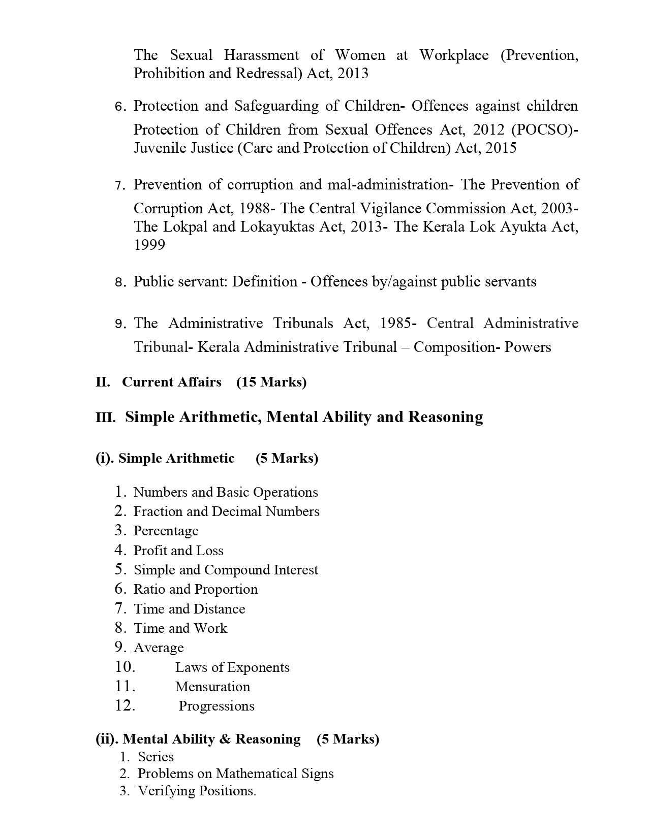 PSC Computer Programmer Syllabus